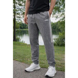 Mens Adidas Small Gray Jogger Elastic Waist Pockets Stripes Track Pants EUC